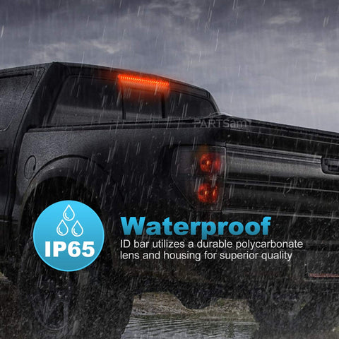 Image of Partsam Submersible 17" Clear Lens Red 23 LED Trailer Truck RV Stop Turn Tail Rear 3rd Brake Identification Light Bar