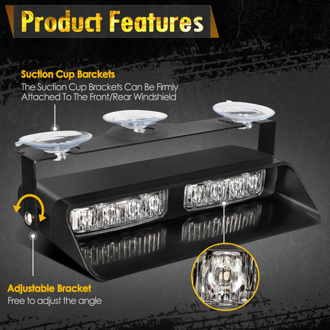 Image of Partsam 2 in 1 Red White Windshield Emergency Strobe Firefighter Lights