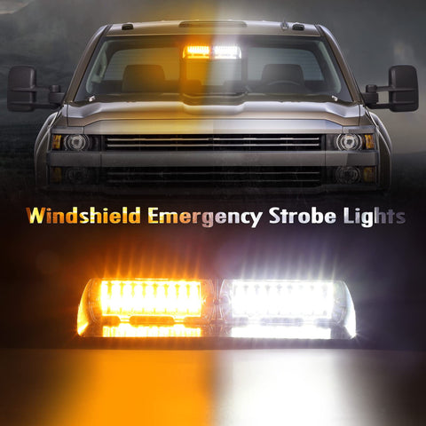 Image of Partsam Amber White LED Windshield Dash Deck Emergency Strobe Lights