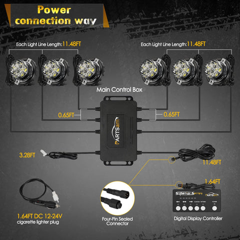 Image of Partsam 6Pcs White LED Safety Lights For Cars Grill