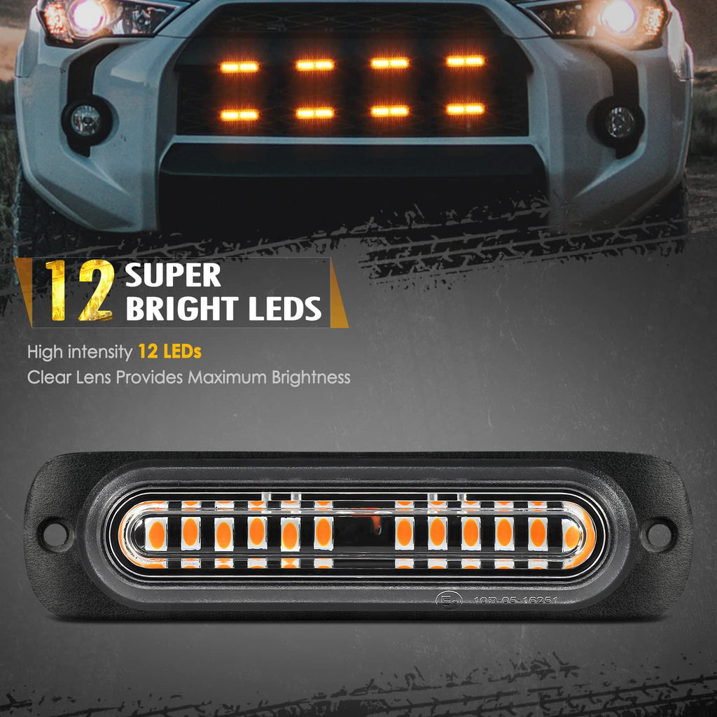 Partsam LED Oval Emergency Amber Truck Strobe Lights Kit