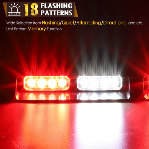 Image of Partsam 2 in 1 Red White Windshield Emergency Strobe Firefighter Lights