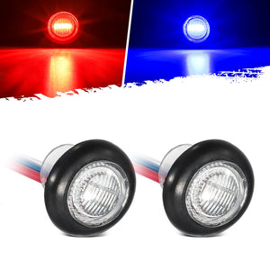 Partsam 2Pcs 3/4" Round LED Marker Light Red to Blue Auxiliary Light Dual Revolution Side Marker Clearance Light Turn Signal Indicators Grommet Bullet Light for Trailer Truck Camper RV