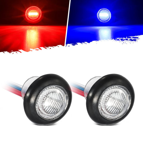 Image of Partsam 2Pcs 3/4" Round LED Marker Light Red to Blue Auxiliary Light Dual Revolution Side Marker Clearance Light Turn Signal Indicators Grommet Bullet Light for Trailer Truck Camper RV