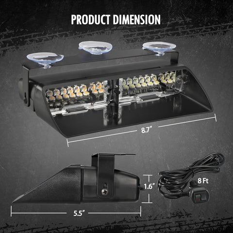 Image of Partsam Amber White LED Windshield Dash Deck Emergency Strobe Lights