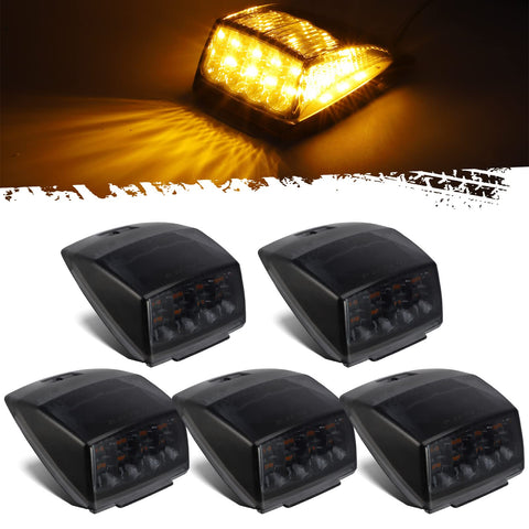 Image of Partsam 5Pcs Smoked Lens Amber 17 LED Cab Marker Top Roof Light Assembly Compatible with Kenworth/Peterbilt/Freightliner/Mack/International Paccar Semi Truck Trailer