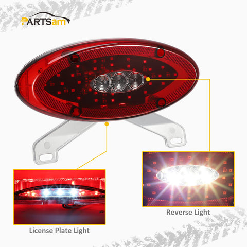 Image of Partsam Pair 9.5" Red Led Oval Combination RV Tail Lights