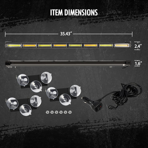 Image of Partsam 35" LED Emergency Hazard Warning Light Bar for SUV ATV UTV Cars