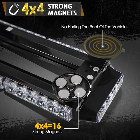 Image of Partsam White Amber LED Rooftop Emergency Strobe Lights