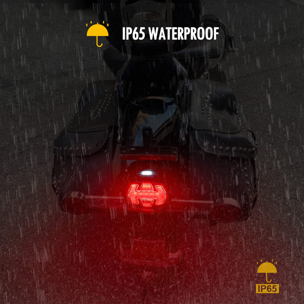 Partsam Motorcycle Tail Light LED Rear Taillight Assembly DOT Approved