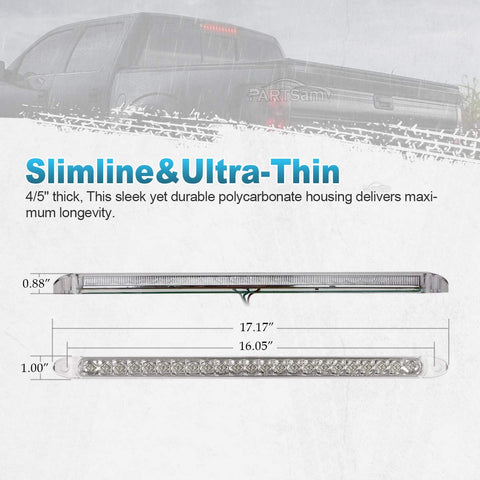 Image of Partsam Submersible 17" Clear Lens Red 23 LED Trailer Truck RV Stop Turn Tail Rear 3rd Brake Identification Light Bar