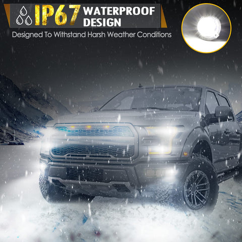 Image of Partsam 6Pcs White LED Safety Lights For Cars Grill