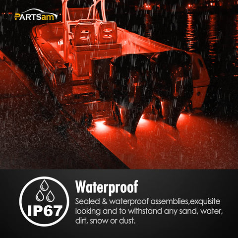 Image of Partsam 2X 8 Led Utility Strip Light Marker Red 30LED Boats Lighting