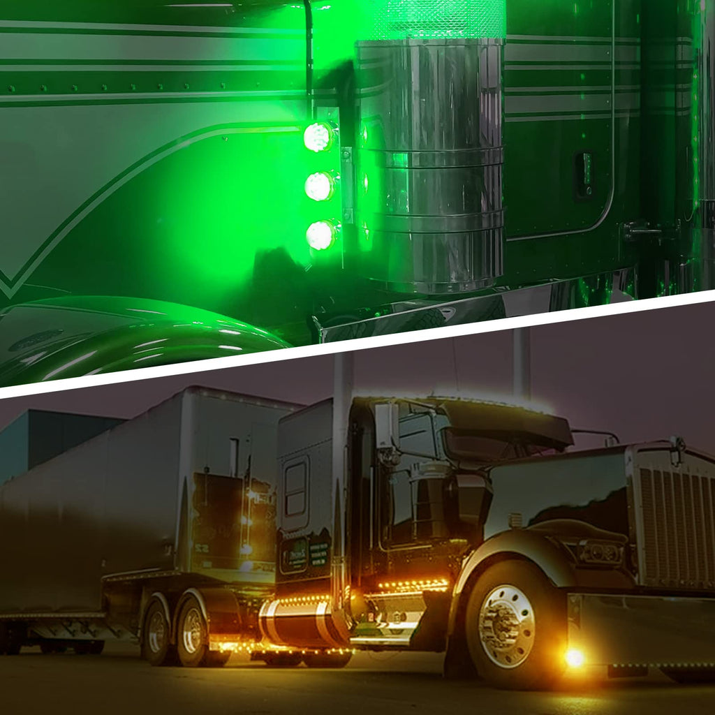 Partsam 1PCS Dual Revolution Amber 17 Led Watermelon Light for Semi Truck