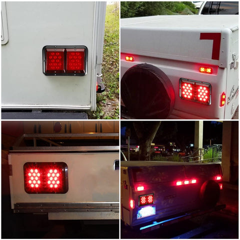 Image of Partsam 2 Red LED RV Trailer Camper Tail Lights