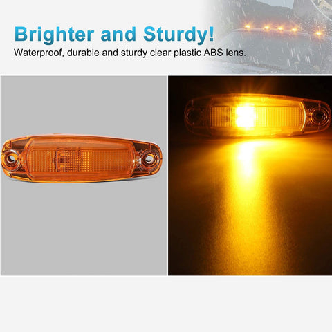 Image of Partsam Replacement for Freightliner Cascadia Cab Roof Marker Clearance Lights Lamps 5pcs Amber Lens 4 LED Assembly, for Post 2014 New Generation Cascadia Cab Lights A66-01728-003