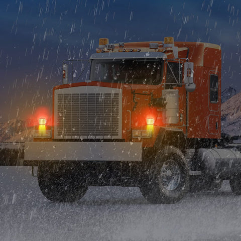 Image of Partsam 2pcs Dual Revolution Amber/Red/Blue Square Double Face 38 Diode Marker/Turn Signal and Auxiliary Led Pedestal Light with Chrome Housing Sealed Replacement for Kenworth/Peterbilt/Freightliner