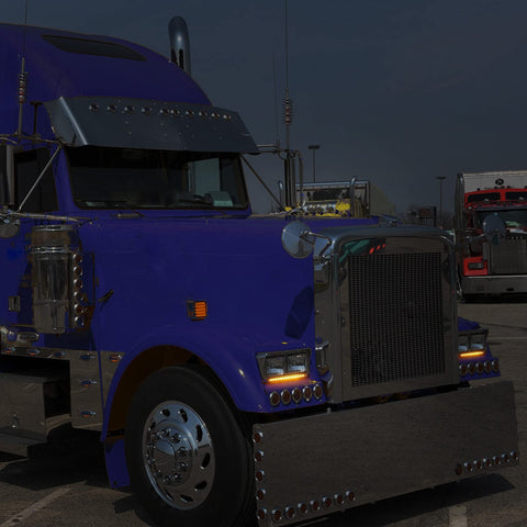 Image of Partsam Chrome Headlight Bezels With Clear/Amber LED Light Strip