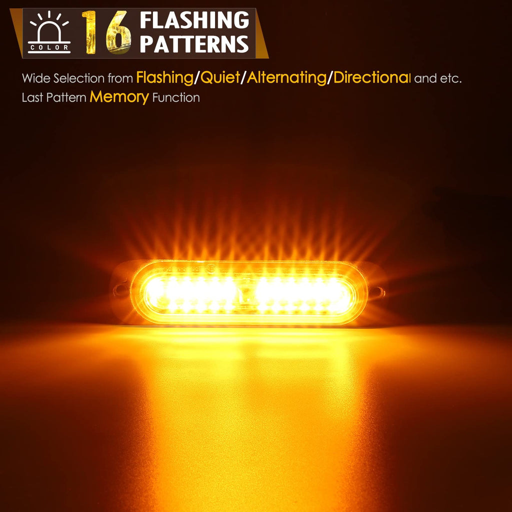 Partsam LED Oval Emergency Amber Truck Strobe Lights Kit