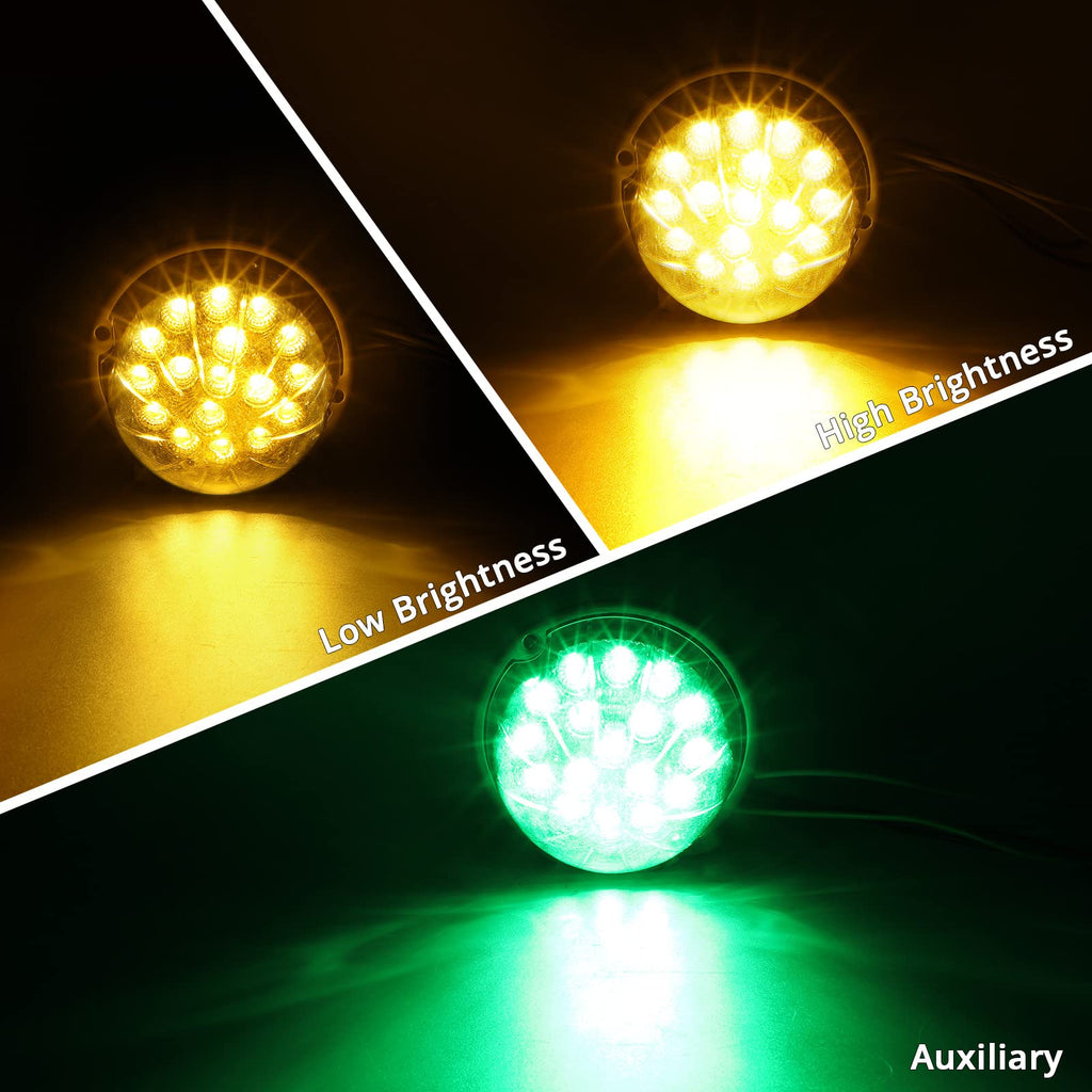 Partsam 1PCS Dual Revolution Amber 17 Led Watermelon Light for Semi Truck