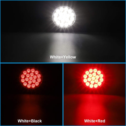 Image of Partsam 2Pcs 4 Inch Round Red Stop Turn Tail Lights and White Backup Lights Kit 19 Diodes w/ Rubber Grommets & 3-Prong Wire Pigtails