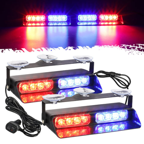 Image of Partsam 2 in 1 Red Blue LED Dash Emergency Strobe Lights