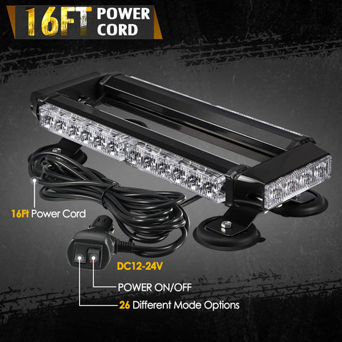 Image of Partsam White Amber LED Rooftop Emergency Strobe Lights