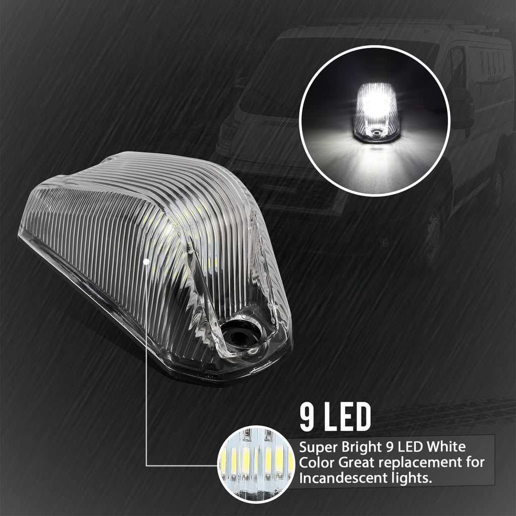 Partsam 5Pcs Clear Lens White LED Light Front Cab Marker Lights Top Roof Lights For Ram ProMaster 2014 2015 2016 2017
