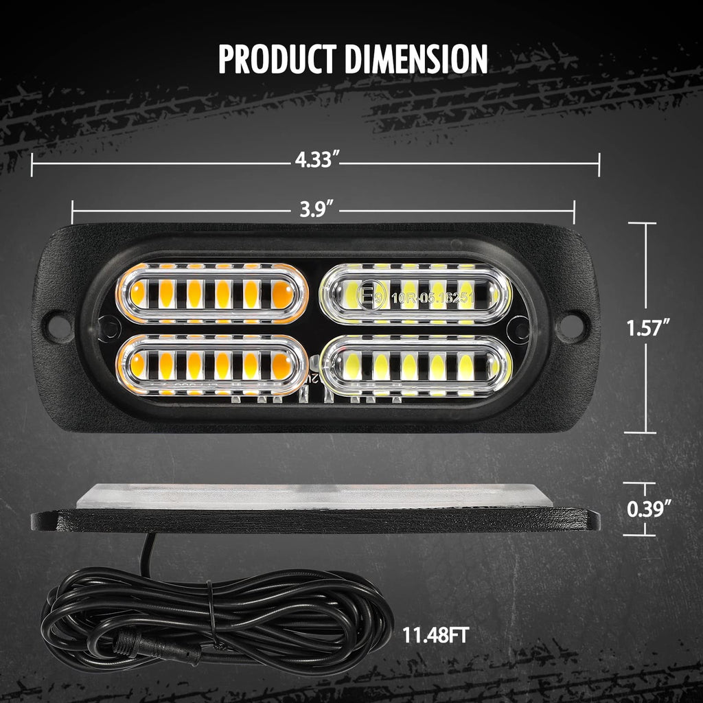 Partsam Ultra Slim LED Oval Emergency Strobe Lights