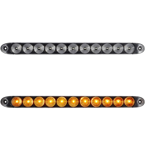 Image of Partsam 2x Clear Lens Flange Mount 15" Turn Signal Marker light Bar Amber 11LED Waterproof for Trucks Trailers RV Boat, Super Thin Yellow Led Strip ID Light Bar P/T/C Parking Lights