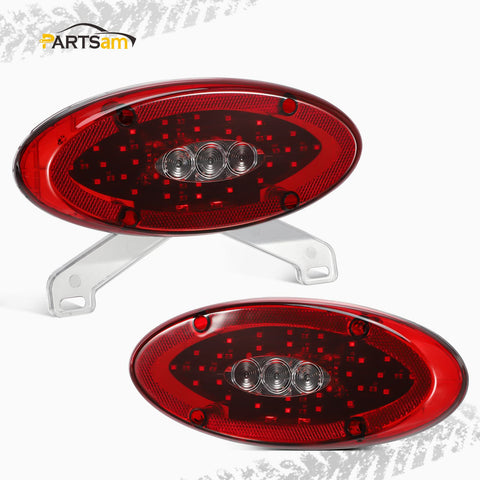 Image of Partsam Pair 9.5" Red Led Oval Combination RV Tail Lights