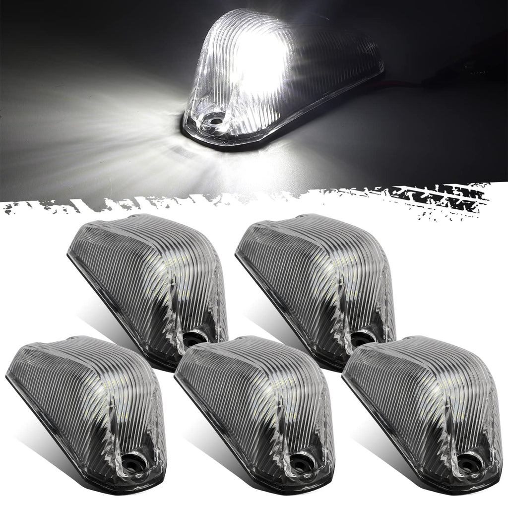 Partsam 5Pcs Clear Lens White LED Light Front Cab Marker Lights Top Roof Lights For Ram ProMaster 2014 2015 2016 2017