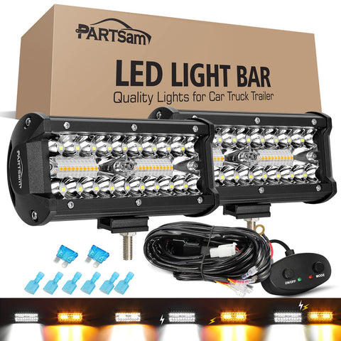 Image of Partsam 120W LED Light Bar Strobe Lights for Offroad Pickup Trucks