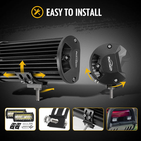 Image of Partsam 120W LED Light Bar Strobe Lights for Offroad Pickup Trucks