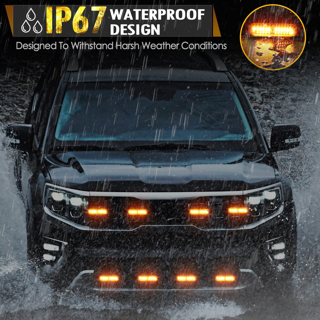Partsam LED Oval Emergency Amber Truck Strobe Lights Kit