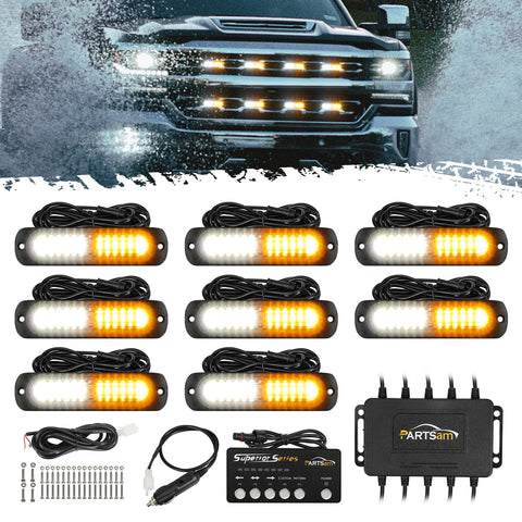 Image of Partsam LED Emergency White Amber Strobe Lights