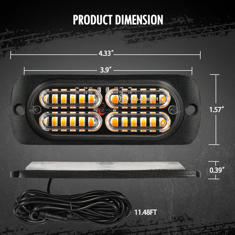 Image of Partsam LED Oval Emergency Amber Strobe Lights Kit