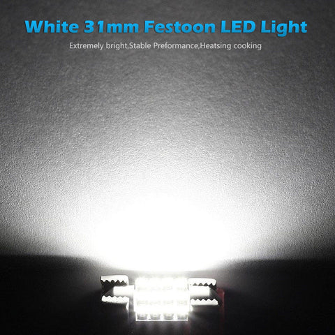 Image of Partsam DE3175 31mm Festoon LED Bulbs White, DE3175 DE3021 LED Car Interior Dome Lights Bulbs Super Bright 6000K Error Free for Truck Dome Map Door Courtesy Trunk Lights, 8 Pack
