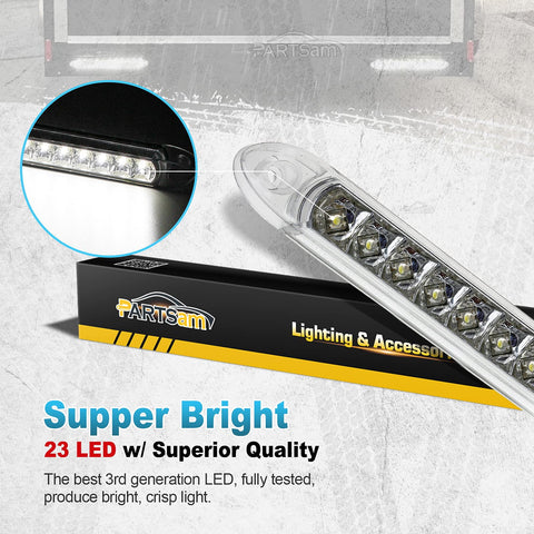 Image of Partsam 2PCS 17" White 23LED Surface Mount Truck Reverse Backup Tail Light Bars Waterproof