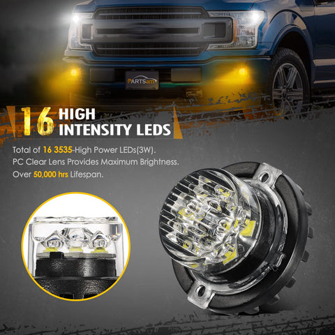 Image of Partsam Amber White LED Hazard Warning Grille Safety Emergency Lights