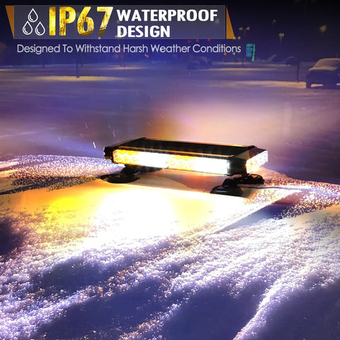 Image of Partsam White Amber LED Rooftop Emergency Strobe Lights