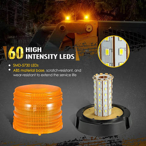 Image of Partsam Amber LED Beacon Lights for Cars Forklifts RVs Boats
