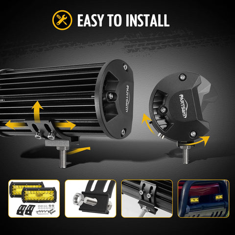 Image of Partsam Amber 12000LM Triple Rows Fog Lights for ATV UTV SUV Trucks