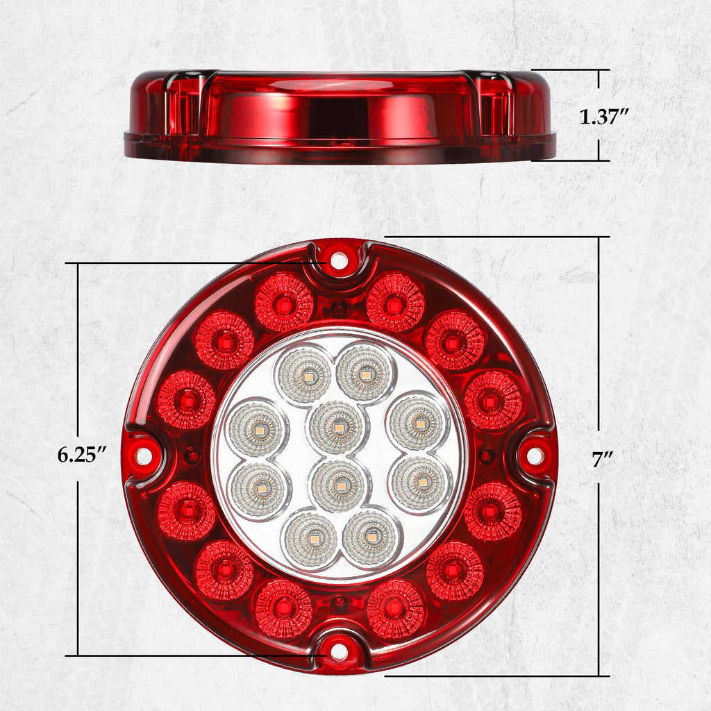 Partsam 2x 7 Round Stop Turn Tail Lights for Bus Truck Camper