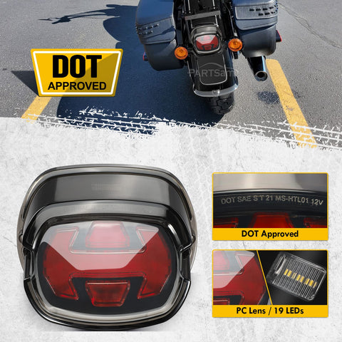 Image of Partsam Motorcycle Tail Light LED Rear Taillight Assembly DOT Approved