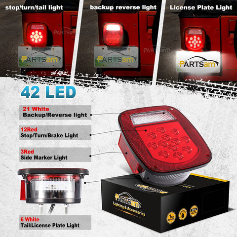 Image of Partsam Jeep Tail Lights Lamps for 1979-2006 Wrangler TJ YJ CJ5 CJ7