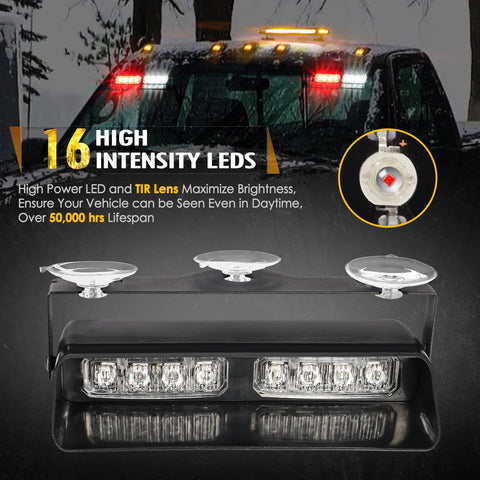 Image of Partsam 2 in 1 Red White Windshield Emergency Strobe Firefighter Lights