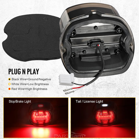 Image of Partsam Motorcycle Tail Light LED Rear Taillight Assembly DOT Approved