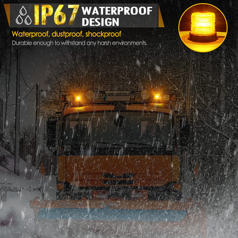 Image of Partsam Amber LED Beacon Lights for Cars Forklifts RVs Boats