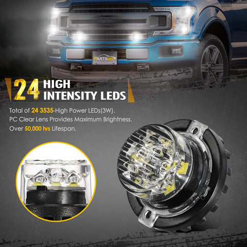 Image of Partsam 6Pcs White LED Safety Lights For Cars Grill